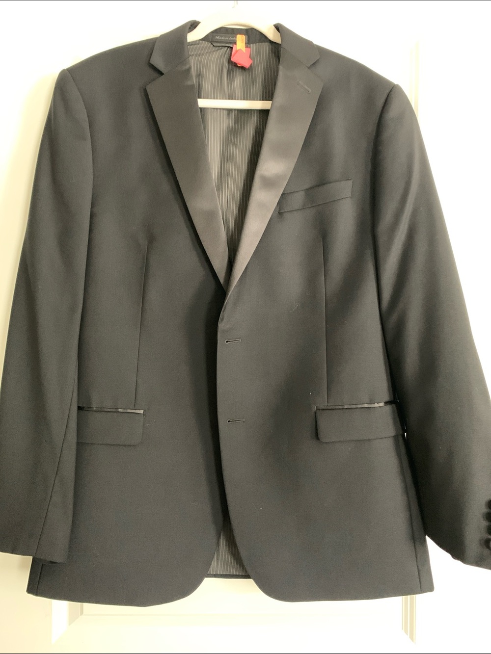 Calvin Klein Men's Black Satin Peak-Lapel Tuxedo Jacket with Pants